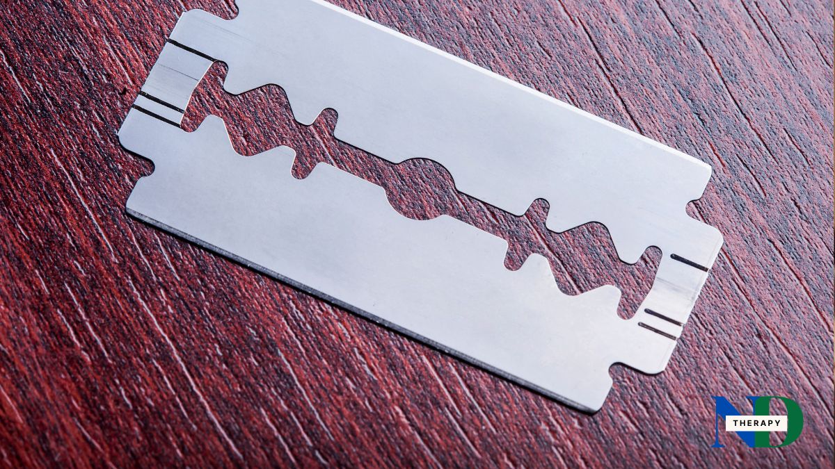 A razor blade, zoomed in.