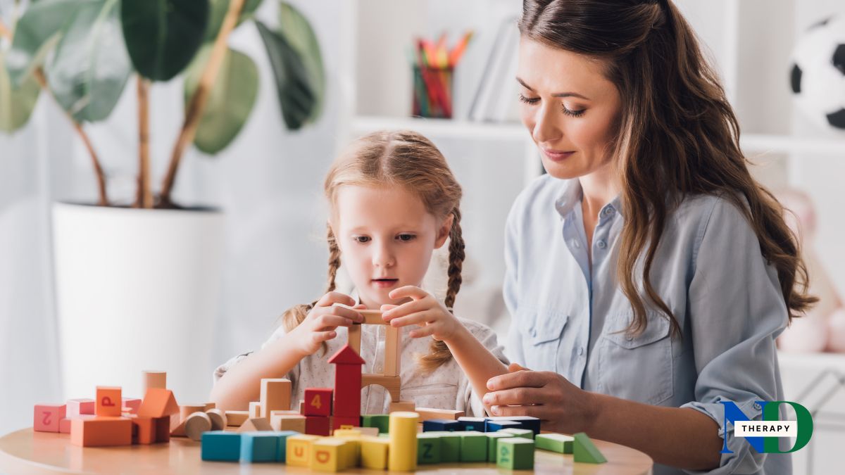 Girl playing with Blocks. 
