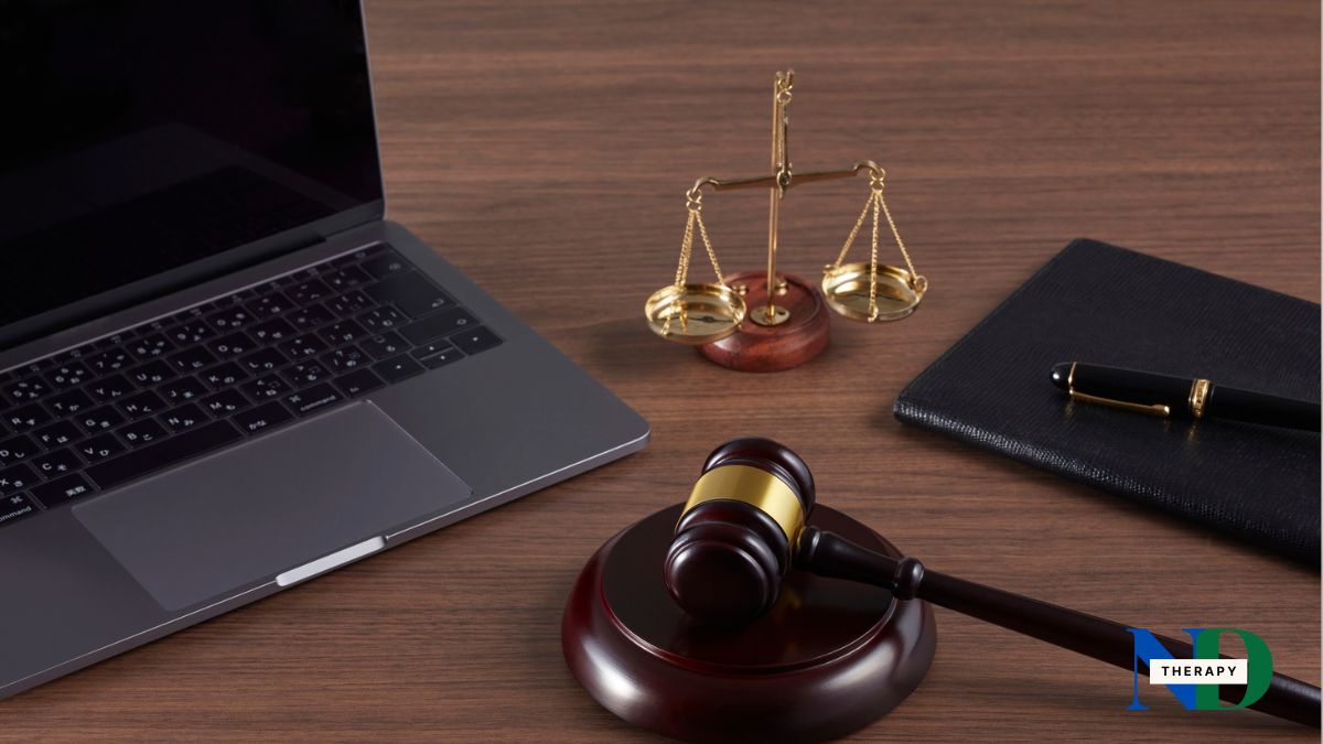 A court gavel and a laptop.