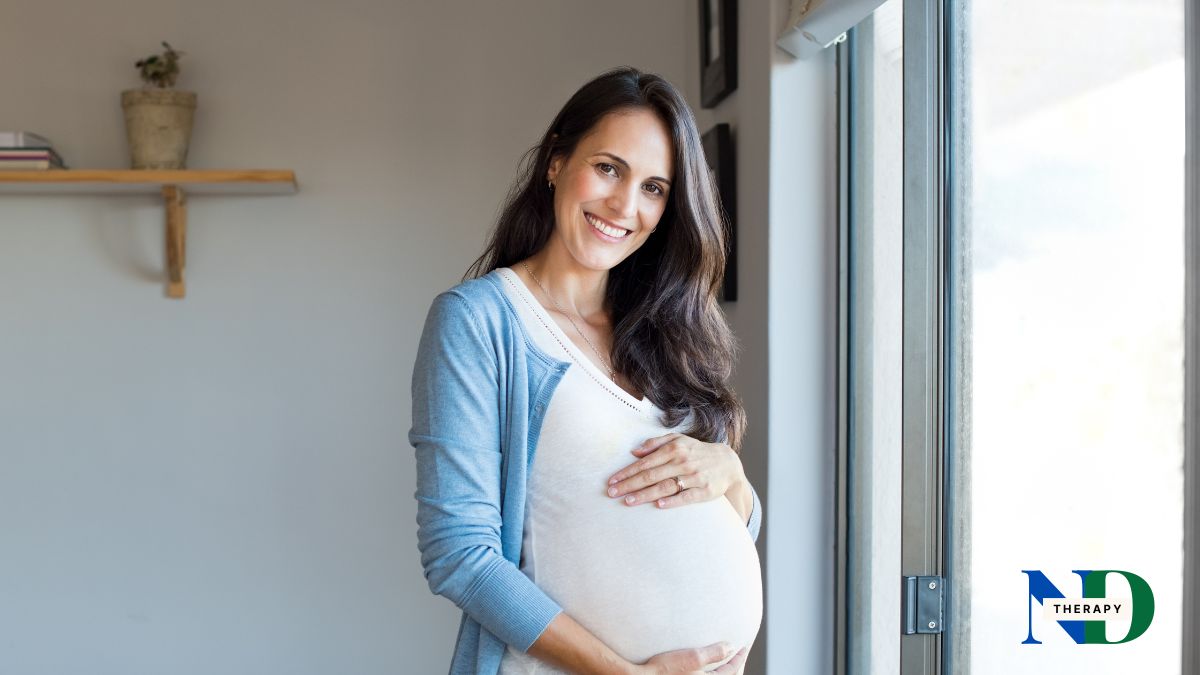 A pregnant mother, expecting.